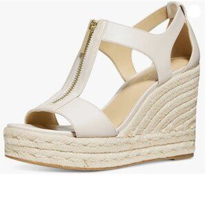 FOWT Women Espadrille Wedge Sandals Platform Open Toe High Heels Hollow Beige